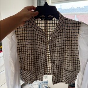 Zara Women's Cream and Black Checkered